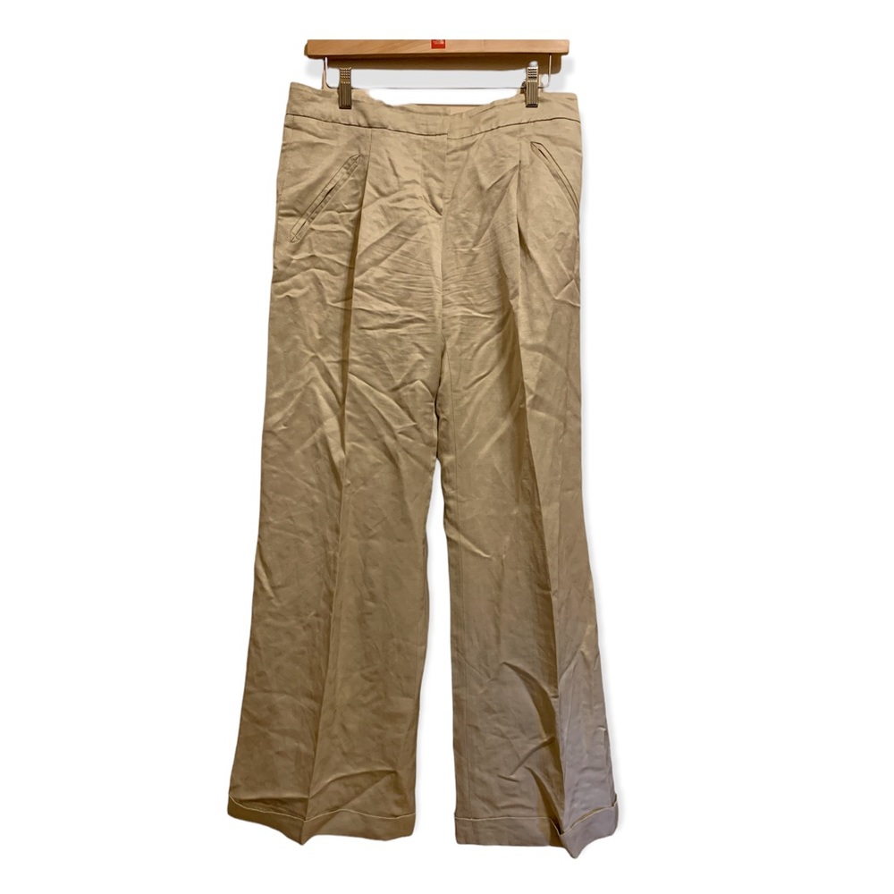 Zenobia straight wide leg linen blend pants